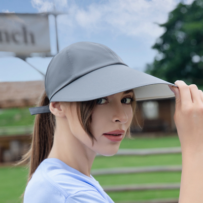 UPF 50+ リバーシブル 女性用 大型 縁 バイザー プリント 日差し バイザー ヘッドウェア