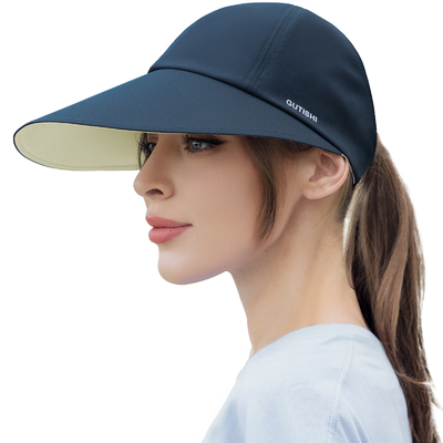 UPF 50+ リバーシブル 女性用 大型 縁 バイザー プリント 日差し バイザー ヘッドウェア