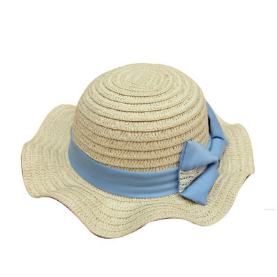 Pantone色の広い縁の麦わら帽子の女性の浜の帽子の注文のロゴ