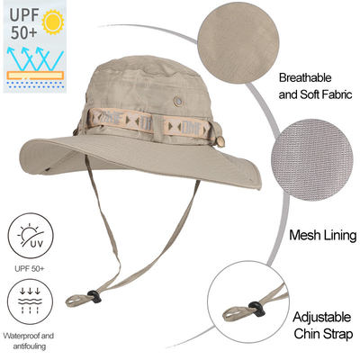 通気性のハイキングの日曜日の帽子の広い縁の注文のロゴのUpf 50釣明白なバケツ