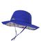首の折り返しが付いている青い58cm紫外線30+サファリの日曜日の保護バケツの帽子