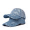 OEMの青いデニムの生地の野球帽の刺繍55cmの綿のあや織り